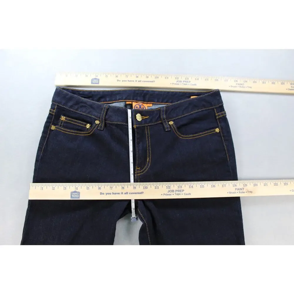 Tory Burch Super Skinny Jeans Women's 29 Dark Wash Gold Hardware